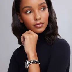 Black Ceramic Half Diamond Watch Bracelet-38-45mm
