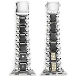 Black Ceramic Half Diamond Watch Bracelet-38-45mm