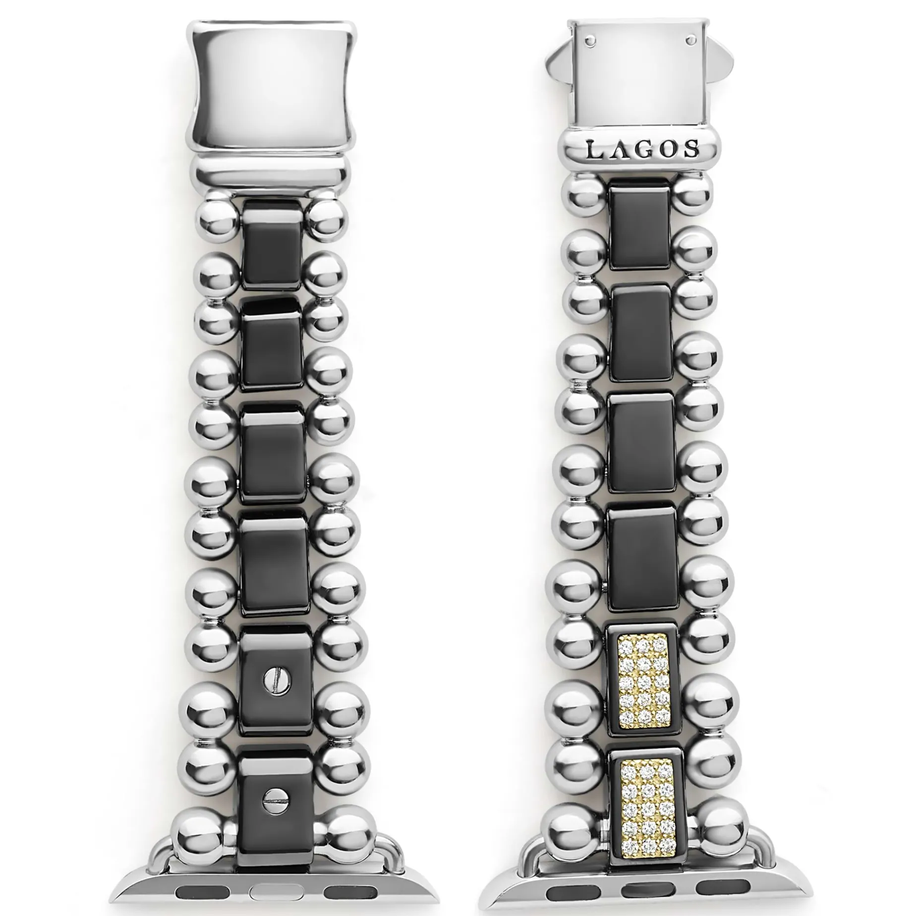 Black Ceramic Half Diamond Watch Bracelet-38-45mm
