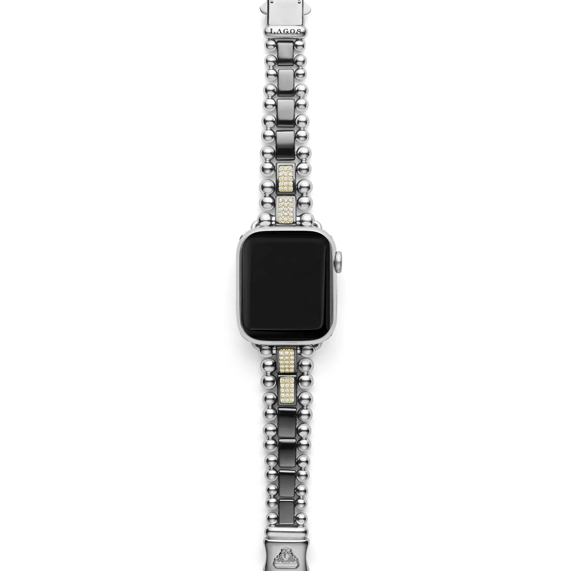 Black Ceramic Half Diamond Watch Bracelet-38-45mm