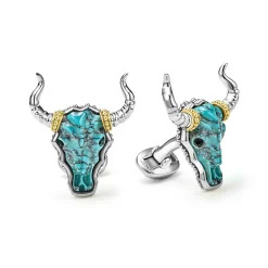 Black Turquoise Long Horn Cufflinks
