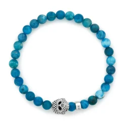 Blue Apatite Skull Bracelet