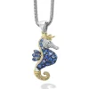 Blue Sapphire and Diamond Seahorse Pendant Necklace