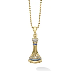 Blue Sapphire and Diamond King Pendant Necklace