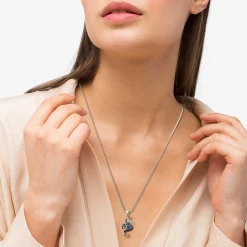 Blue Sapphire and Diamond Seahorse Pendant Necklace