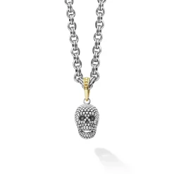 Caviar Beaded Skull Amulet Necklace
