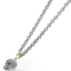 Caviar Beaded Skull Amulet Necklace