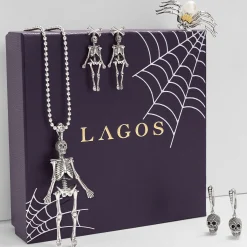 Caviar Beaded Skull Drop Earrings