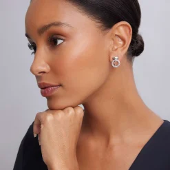 Caviar Circle Bar Earrings