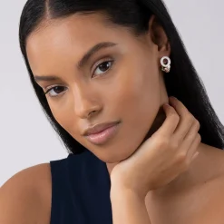 Caviar Circle Diamond Earrings