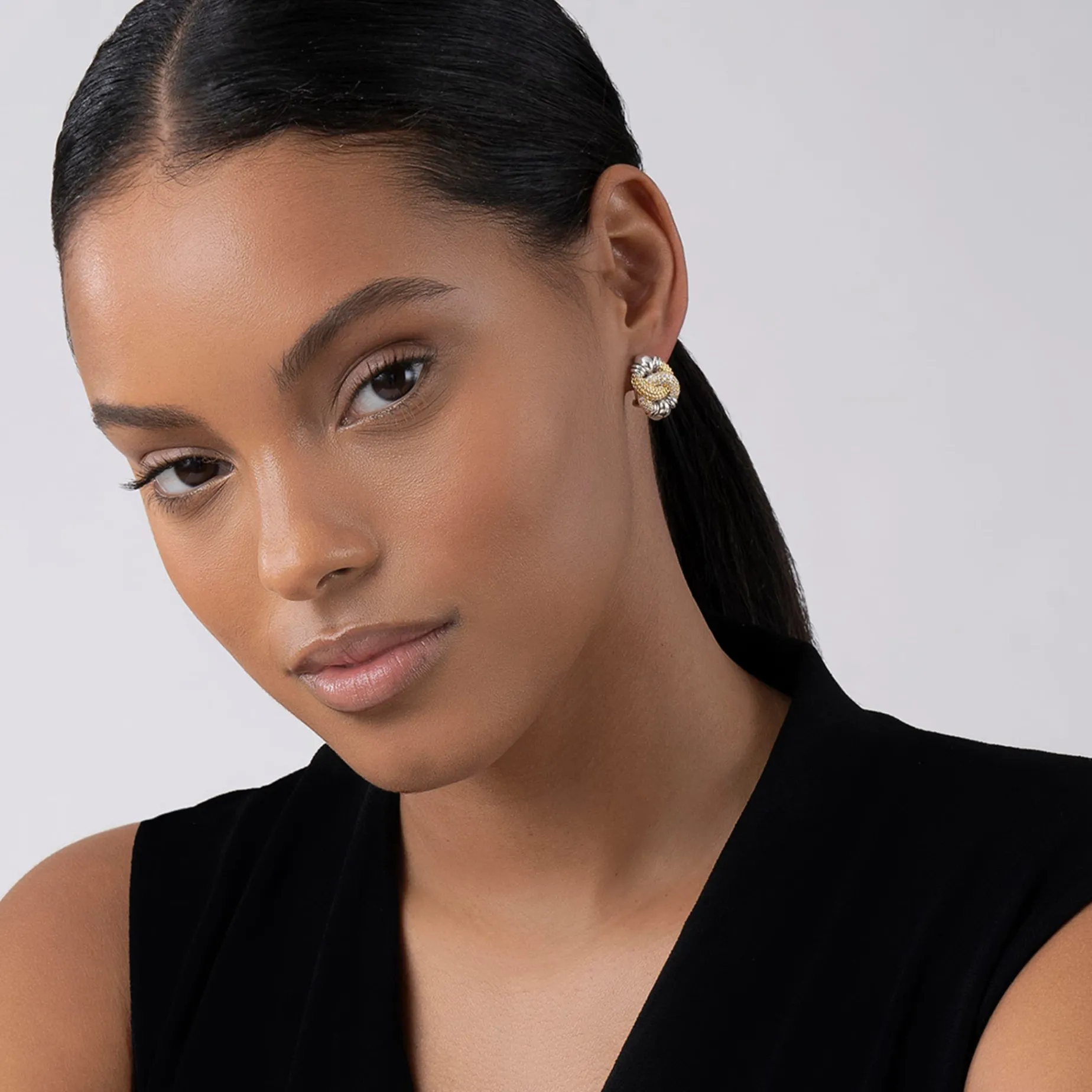 Caviar Diamond Knot Earrings