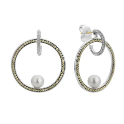 Caviar Hoop Pearl Earrings