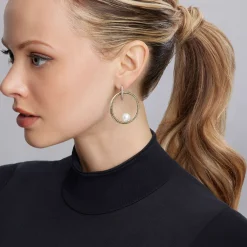Caviar Hoop Pearl Earrings