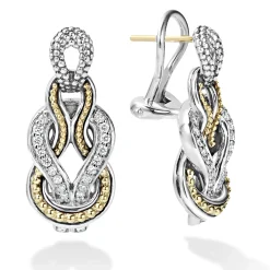 Caviar Knot Diamond Drop Earrings