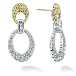 Caviar Oval Diamond Drop Earrings