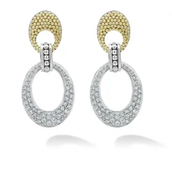 Caviar Oval Diamond Drop Earrings