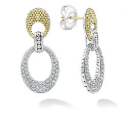 Caviar Oval Diamond Drop Earrings