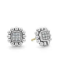 Caviar Square Diamond Stud Earrings