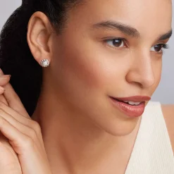 Caviar Square Diamond Stud Earrings