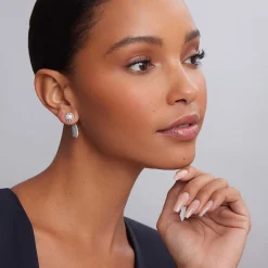 Caviar Square Diamond Stud Earrings