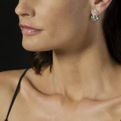 Caviar Square Diamond Stud Earrings