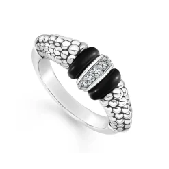 Ceramic and Caviar Diamond Ring