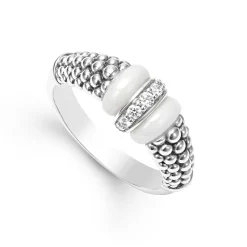 Ceramic and Caviar Diamond Ring