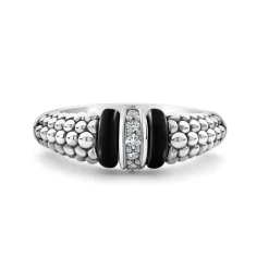 Ceramic and Caviar Diamond Ring