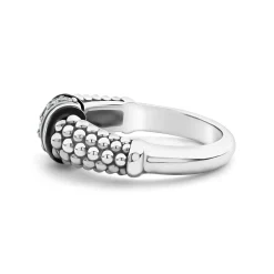 Ceramic and Caviar Diamond Ring