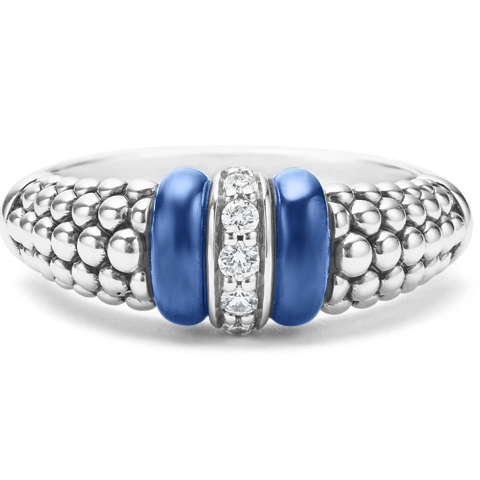 Ceramic and Diamond Caviar Ring