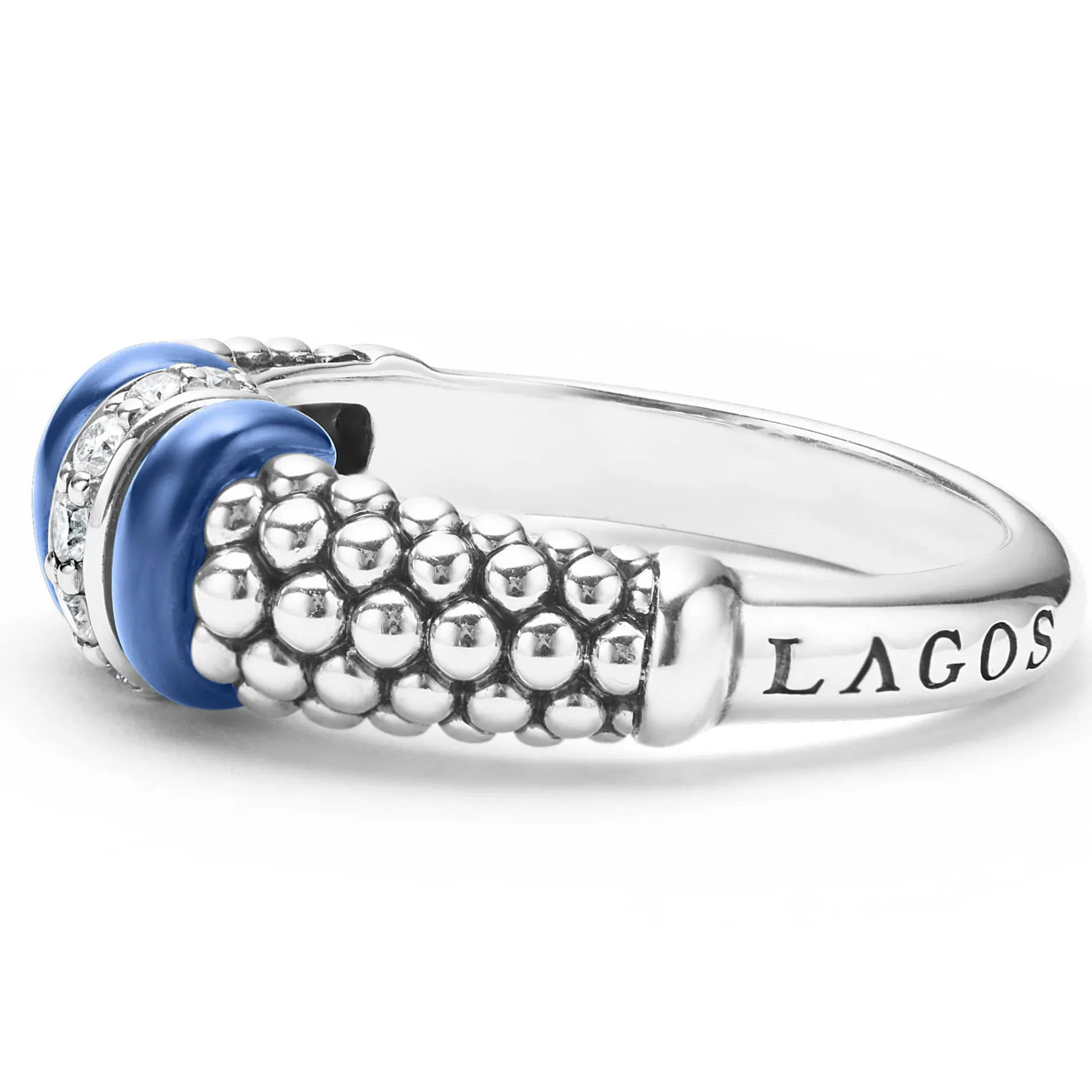 Ceramic and Diamond Caviar Ring