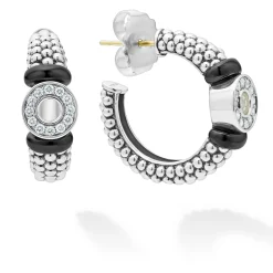Ceramic and Diamond Circle Hoop Earrings