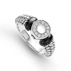 Ceramic and Diamond Circle Ring