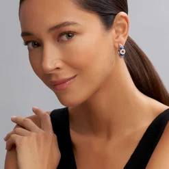 Ceramic and Diamond Circle Hoop Earrings