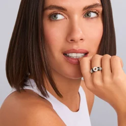 Ceramic and Diamond Circle Ring