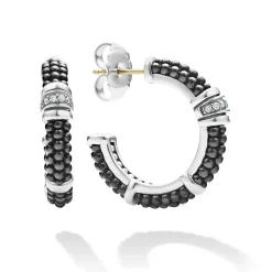 Ceramic and Diamond Hoop Earrings