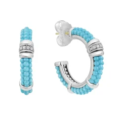 Ceramic and Diamond Hoop Earrings