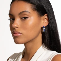 Ceramic and Diamond Hoop Earrings