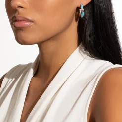 Ceramic and Diamond Hoop Earrings