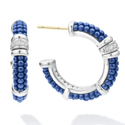 Ceramic and Diamond Hoop Earrings