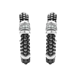 Ceramic and Diamond Hoop Earrings