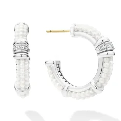 Ceramic and Diamond Hoop Earrings