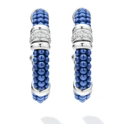 Ceramic and Diamond Hoop Earrings