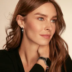 Ceramic and Diamond Hoop Earrings