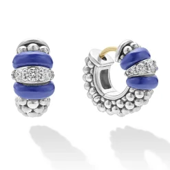 Ceramic and Diamond Huggie Earrings