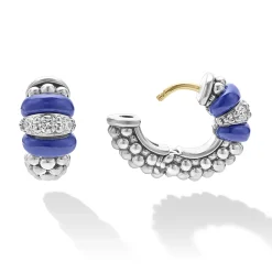 Ceramic and Diamond Huggie Earrings