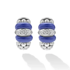 Ceramic and Diamond Huggie Earrings