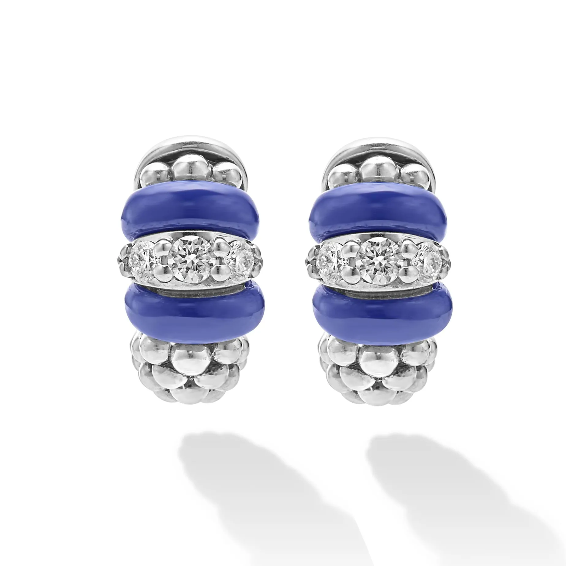 Ceramic and Diamond Huggie Earrings