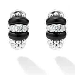 Ceramic and Diamond Huggie Earrings