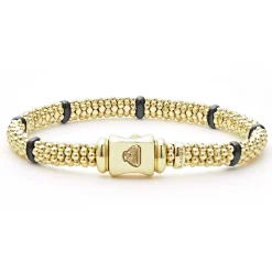Ceramic and 18K Gold Caviar Bracelet | 6mm